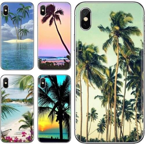 Tropical Beach Palm leaves Trees Stand For iPhone iPod Touch 11 12 Pro 4 4S 5 5S SE 5C 6 6S 7 8 X XR XS Plus Max 2020 Soft Cover