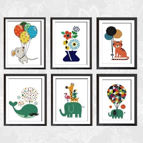 Little Animals series Cross-stitch 11CT Counted Fabric 14CT Printed Canvas DIY Handwork Embroidery Needlework Cross Stitch Kits