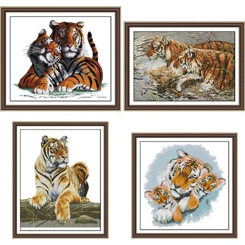 Joy Sunday Cross Stitch Kit Embroidery Needlework Set 11CT 14CT Chinese Style Canvas Embroidery Tiger Animal Pattern Decoration