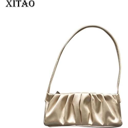 XITAO Shoulder Bags Fashion New Women Pleated Goddess Fan Pleated Vintage Niche Satin Folds Retro 2021 Minority Bags CLL1730