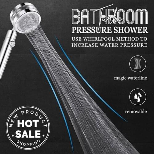 Bathroom Turbo Pressure Shower Head Water Saving Flow 360 Degrees Rotating With Small Fan ABS Rain High Pressure spray Nozzle Ba