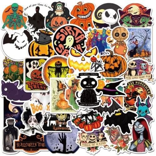 Wholesales 50 Pieces/lot High Quality PVC Anime Halloween Mobile Phone Adhesive Stickers DIY Luggage Camera Decoration Stickers