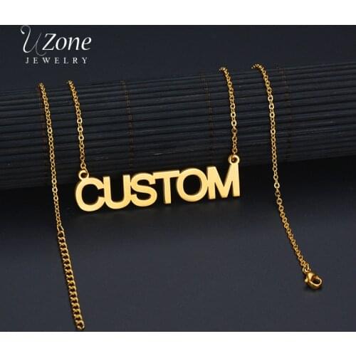 UZone Stainless Steel Custom Name Pendant Necklace Personalized Name Jewelry Name Necklace For Women Men Can Drop Ship