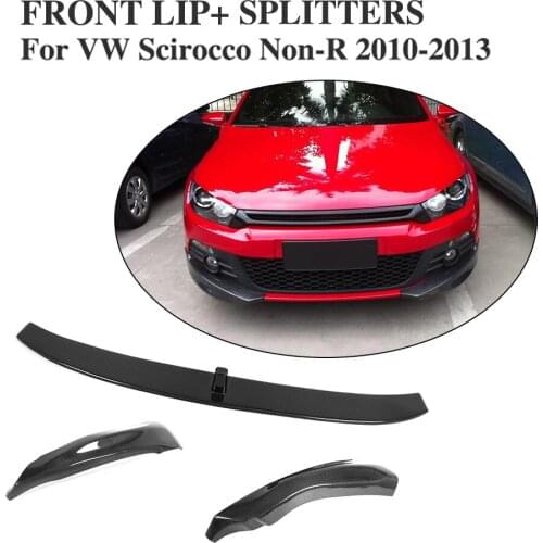 Carbon Fiber Front Bumper Lip Splitters Aprons Fit For VW Scirocco Non-R 2010-2013