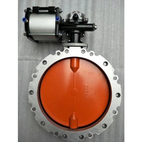 Pneumatic powder Cement double flanged butterfly valve NE