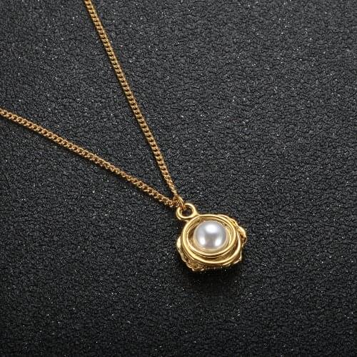Luxury Pearl Shell Pendant Necklace Fashion Geometric Stainless Steel Elegant Link ChainsClavicle Jewelry For Women Men Bijoux