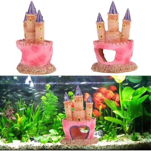 Cartoon Pink Princess Castle Aquariums Decorations Resin Castle Tower Ornaments Fish Tank Aquarium Home Decoration Pet Supplies