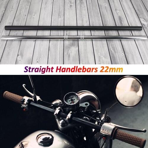 22mm Handlebars Motorcycle Straight Bars Retro Motorbike Steering Wheel for Cafe Racer Royal Enfield Bobber Chopper Street Bike