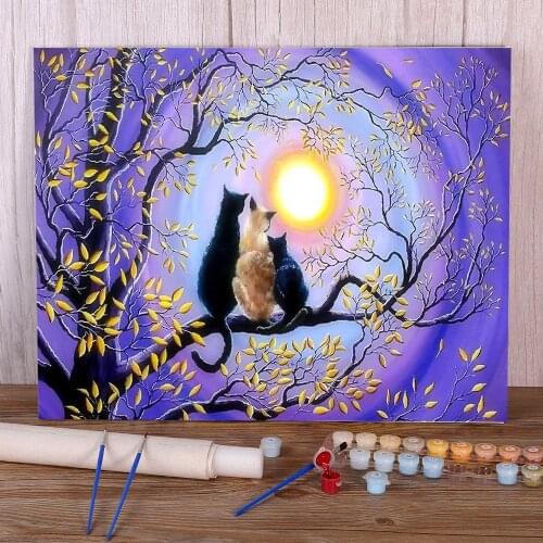 Animal Cat Paint By Numbers Package Acrylic Paints 50*70 Picture By Numbers Photo Home Decoration Kids Wholesale Drawing