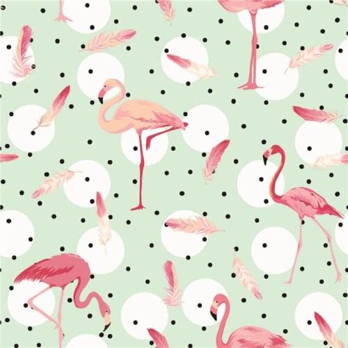 Polyester chiffon fabric dress elegant flamingo pattern custom printed thin shirt sewing fabric 145cm*100cm