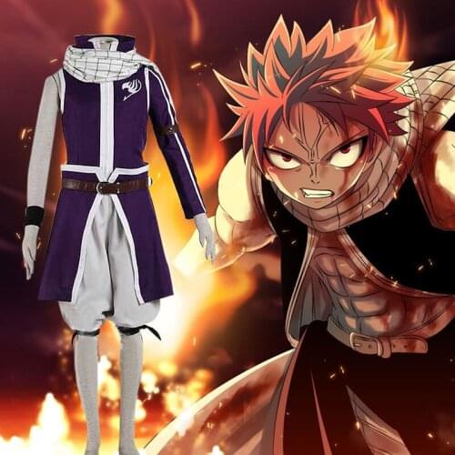 Fairy Tail Natsu Dragneel Purple Cosplay Costume Halloween Christmas cos