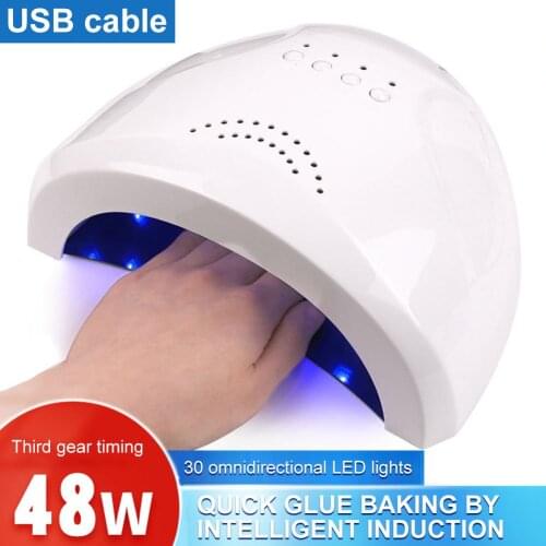 48W 4-Gear Timing LED UV Lamp USB Manicure Lamp Induction Phototherapy Lights Nail Polish Gel Quick Drying Machine