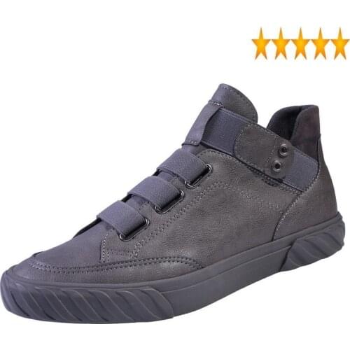 High-Top Street Spring Men Black Flat Sneakers Round Toe Casual Hip Hop Shoes Winter Warm Ankle Boots Footwear Trainers