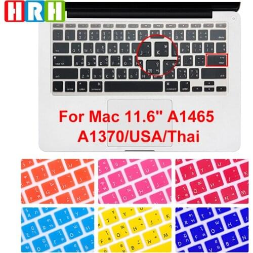 HRH Dust Covers Thai Language Silicone Keyboard Cover Skin Protector Protective Film For Mac Book Air 11.6"A1465 A1370 US Layout