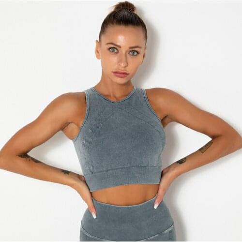 Nessaj Women Seamless Bras Sexy Crop Tops Gathered Wireless Bras Padded Sports Underwear Outdoor Casual Tops Running Gym Bras