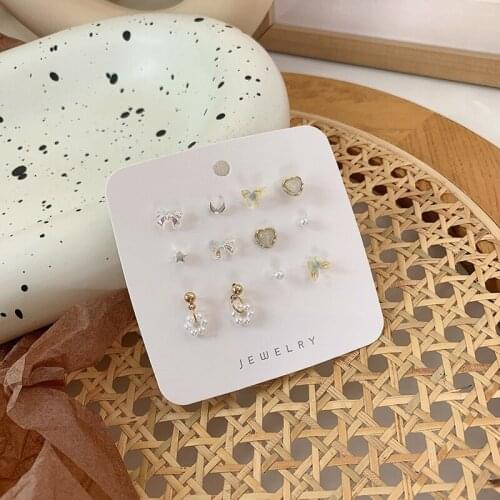 Origin Summer Multi Designs Cute Bowknot Moon Star Stud Earring for Women Simulation Pearl Love Heart Butterfly Earring Jewelry