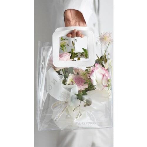 1pc Transparent PVC Bags with Handle Flower Arrangement Bags Party Favors Gift Bags