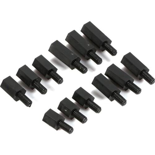 100Pcs/Set M3 Black Hex Nylon Standoff Spacer Column Flat Head Nylon Plastic Spacing Screws Nuts