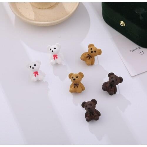 12 pair / lot fashion jewelry accessories plastic resin cute colorful bear anime earrings
