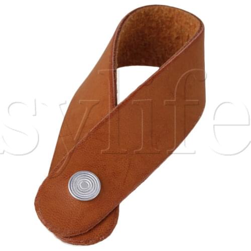 198x20mm Brown Leather Guitar Strap Hook Button for Guitar