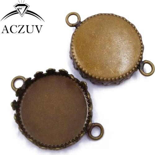 200pcs Antique Bronze 15mm 20mm 25mm Bracelet Jewelry Link Connector Bezel Blank Pendant Tray Cabochon Base Setting DPC004