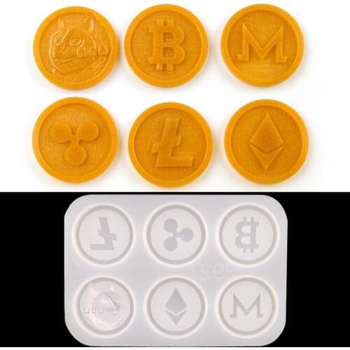 2021 Bitcoin Moldes De Silicona Para Resina Epoxi Commemorative Coin Moule Entertainment Game Chip Coin Silicone Mold For Resin
