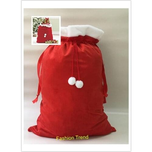 30pcs/lot monogram custom large red velvet santa sack wholesale monogram custom santa claus sack gift bag