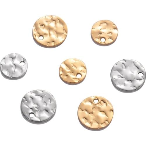 50pcs/lot Stainless Steel Fashion Round Small Charm Tags Bracelet Necklace DIY for Jewelry Making