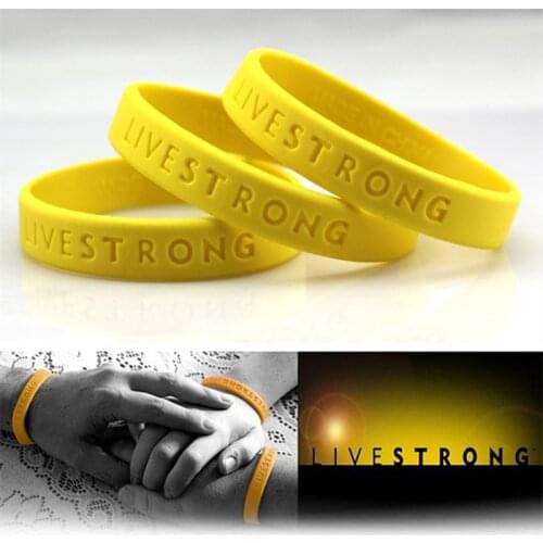 50pcs LIVE STRONG Sport Wristbands Motivational Bracelets Adult Teenager Bracelet Outdoor Cycling Match Souvenir Gift Yellow