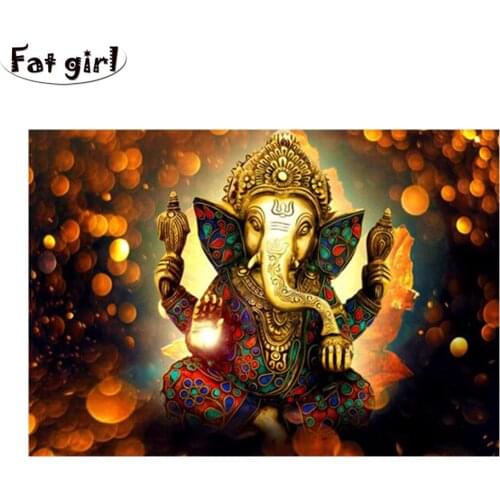 5D DIY diamond Painting Ganesha mosaic cross stitch Indian idols rhinestone square round embroidery Handicrafts home decor