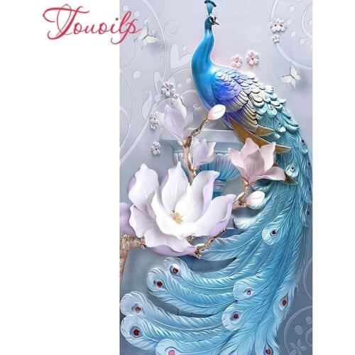 TOUOILP diy Diamond Embroidery Needlework 5D DIY peacock Diamond Painting Full Square&round Rhinestones Mosaic Home Decoration