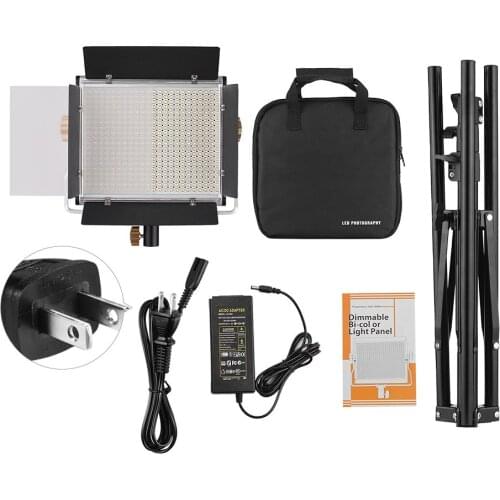 Andoer Photography Video Light Panel Fill-in Lamp 3200-5600K CRI95+ w/ Light Stand Holder Barn Doors for Video Shooting Lighting