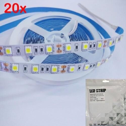 FREE DHL 100m 3000K/6500K 12W~14W/m DC12V 300LED Non Waterproof 5050SMD White/Warm LED Strip light