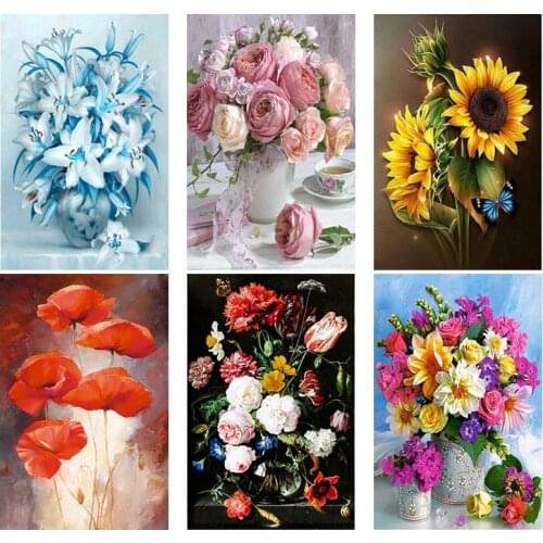Flower Craft DIY Diamond Painting Full Round or Square Rhinestone Mosaic Diamante Embroidery Cross Stitch Kits Wall Art Gift