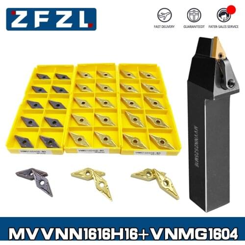 1pc MVVNN Lathe tool holder MVVNN1616H16 +10pcs VNMG Turning tool blade VNMG160404 VNMG160408 VP15TF UE6020 US735