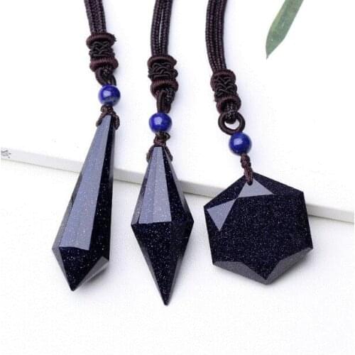 Blue sandstone pendant necklace sandstone star of david pendant Drop Shipping Dropshipping