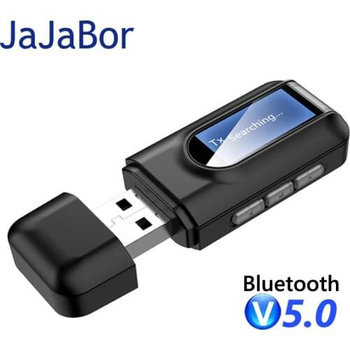 JaJaBor Bluetooth 5.0 USB Audio Receiver Transmitter 2 IN 1 Mini 3.5mm Jack AUX Wireless Adapter Bluetooth Car Kit for Car TV PC