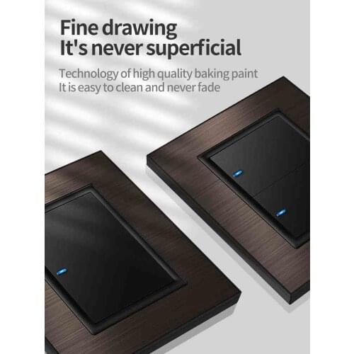 KAMANNI Household 86 Type Wall Switch Socket Stainless Steel Wire Drawing Light Switch With Socket Reset Button On/Off Switch