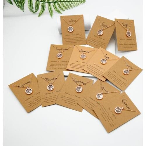 2020 Hot Sale Zodiac Sign 12 Costellation Necklaces Pendants Charm Gold Color Choker Necklace for Women Jewelry Free Shipping