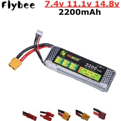 LION POWER 7.4v 11.1v 14.8v 2200mAh Lipo Battery For RC Toys Car Boats Drone Helicopter Parts 2s 3s 4s Battery T/XT60/JST Plug