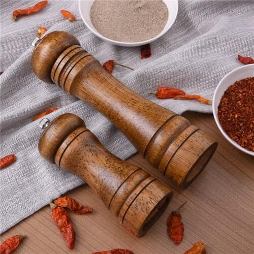 Salt And Pepper Mills, Solid Wood Pepper Mill With Strong Adjustable Ceramic Grinder 5" 8" - Kitchen Tools