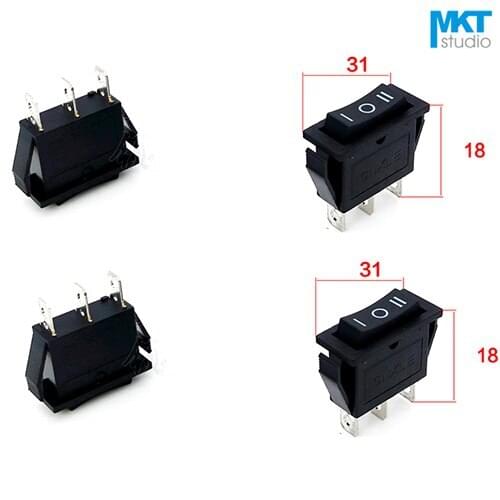 100Pcs Red/Black 14.5*31mm 3 Pins 3 Positions SPDT Miniature Electrical Boat Rocker Switch