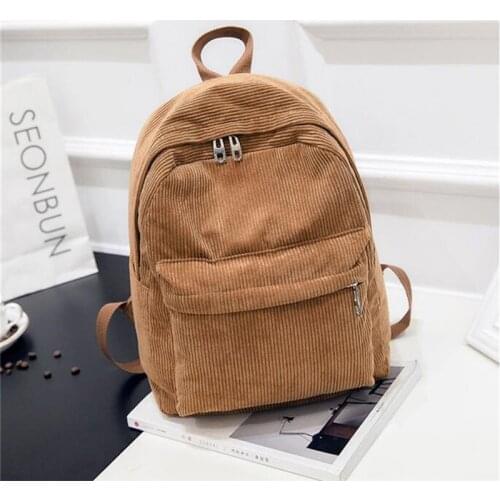 Preppy Style Soft Fabric Backpack Female Corduroy Design School Backpack For Teenage Girls Schoolbags Laptop Backpack Women Bag