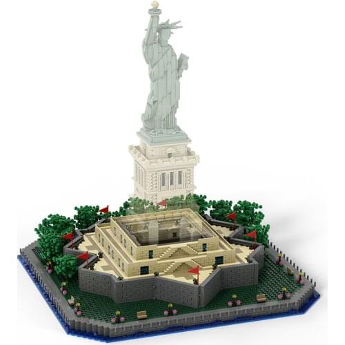 MOC Classic Building The Statue of Liberty Base Add-on Model Building Blocks Set Classic Streetview Toys for Children Gift