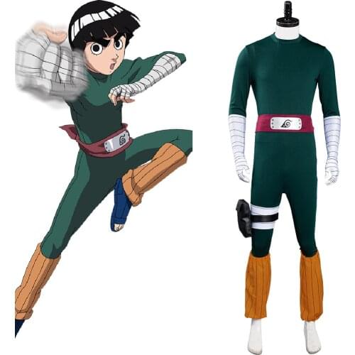 Rock Lee Cosplay Costume Green Tight-fitting Jumpsuit Outfits Halloween Carnival Costumes for Men Women