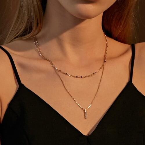 Charm Shiny Crystal Chain Tassel Geometric Rhinestone Pendant Multilayer Clavicle Necklace Women Boho Gold Party Jewelry Gift