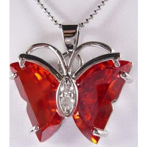Wholesale price ^^^^Jewelry red crystal butterfly pendant necklace