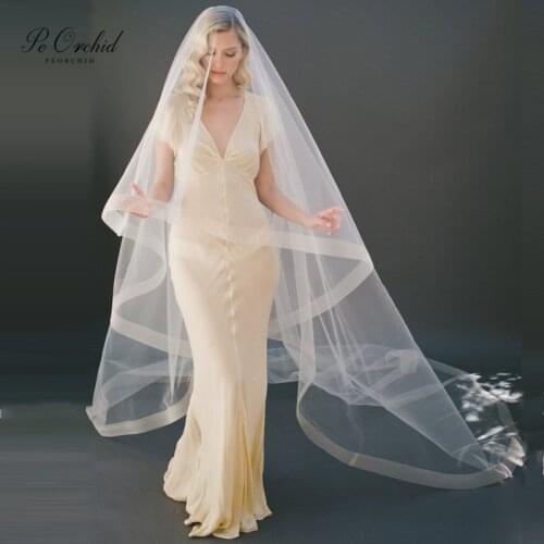 PEORCHID 2020 Simple 3m Wedding Veil long 1 Layer/Double Layer Cathedral Bridal Veils White Ivory Mariage Accessoires