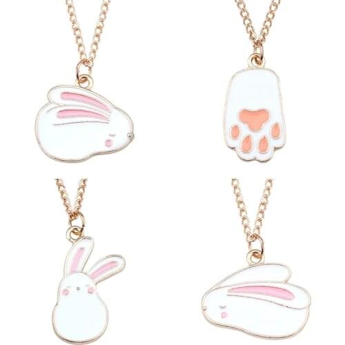 Fashion Creative Rabbit Foot Pendant Necklace Cute Animal Dripping Pendant Ornaments Send Girls Gifts Hot Selling DIY Jewelry
