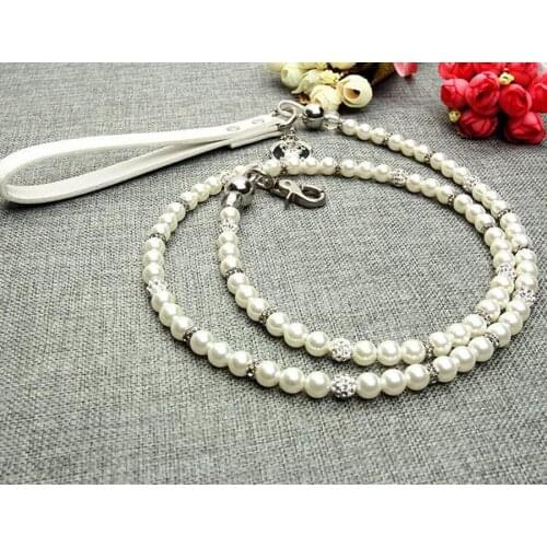 20Pcs/lot Fashion Dogs Cats Pearl Leash Doggy Luxurious Drilling Ball Lead Supplies Puppy Leashes Pets Accessories